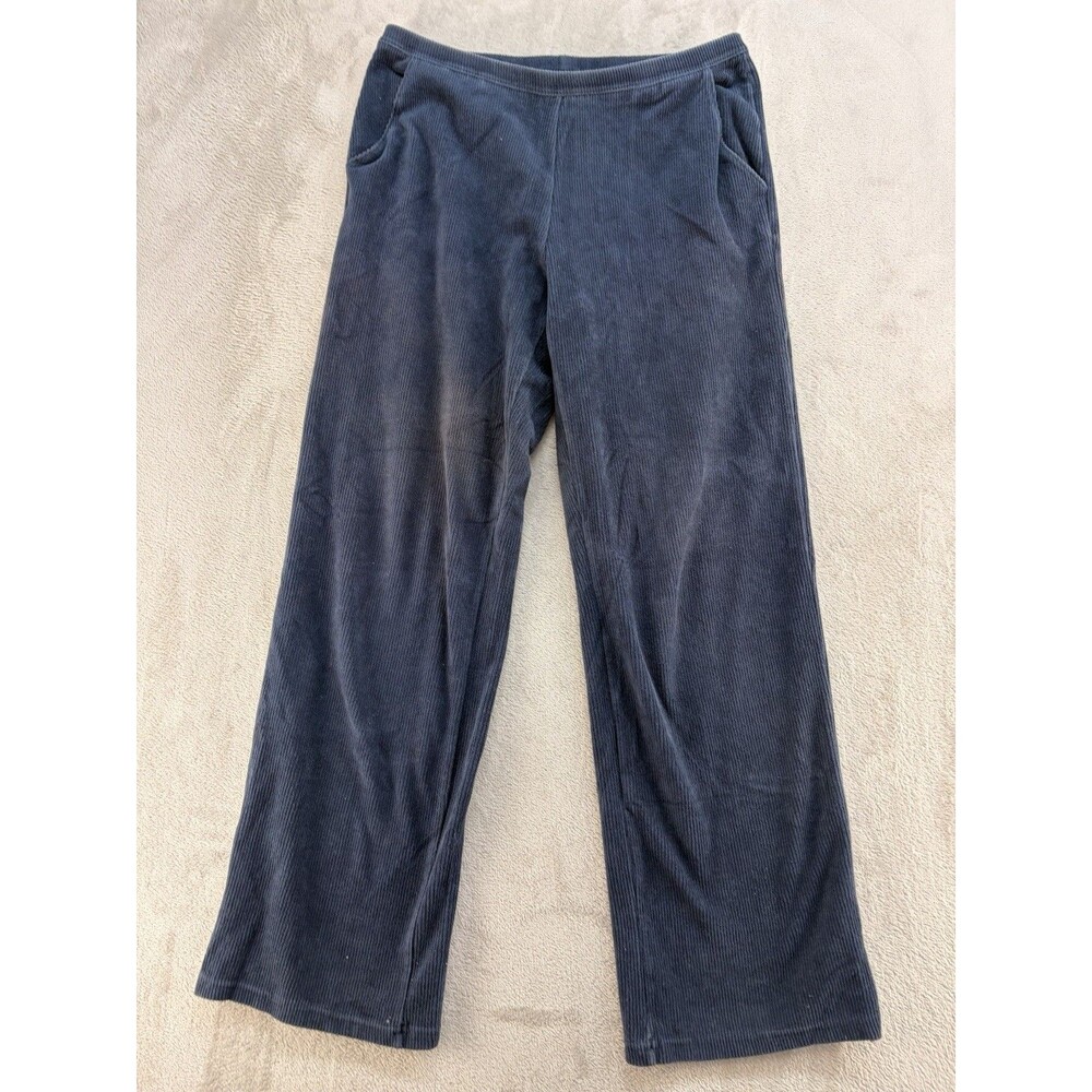 LL Bean Corduroy Pants M Regular Navy Pull On Stretch Straight Leg